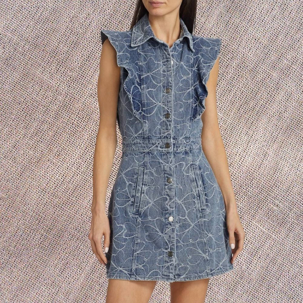 Ramy Brook Marlowe Floral-Embroidered Denim Mini Dress - Picture 8 of 14